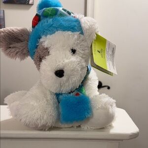 Cozy White and Blue Stuffed Animal Toy